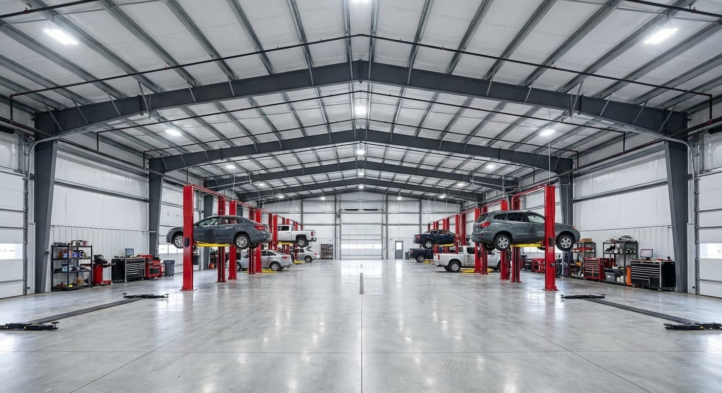 40×80 Auto Shop Building: Bay Spacing That Fits Modern Lifts