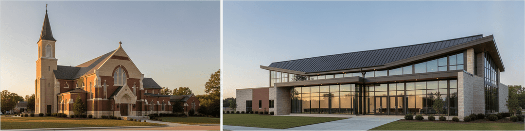 Steeple vs. Modern Facade: Prefab Church Styles